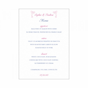sophie & andrew menu card