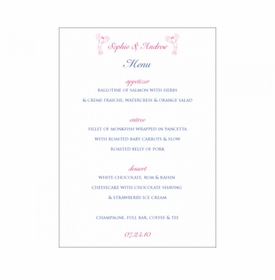 Sophie & Andrew Menu Card