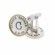 Sterling Silver and 14k Gold Rimmed Round Cuff Links