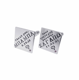 Sterling Silver Birthstone Cuff Links