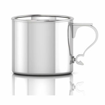 Sterling Silver Modern Handle Baby Feeding Cup 