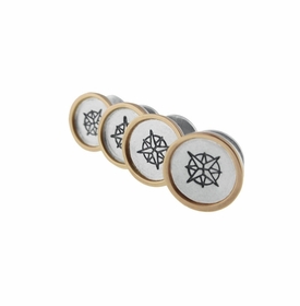 Sterling Silver Shirt Studs w/ 14k Gold Rim - Set of 4