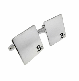 Sterling Silver Square Cuff Links with Diamonds