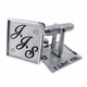 Sterling Silver Square Diamond Cuff Links