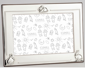 sterling silver three bunny personalized silver picture frame - 4x6