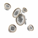 Sterling Silver with 14k Gold Rimmed Shirt Studs & Cufflinks Set