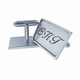 sterling silver with sterling silver rimmed rectangle cuff links