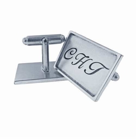Sterling Silver with Sterling Silver Rimmed Rectangle Cuff Links