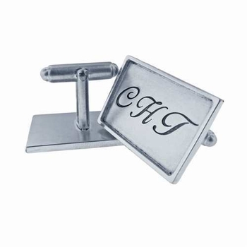 Sterling Silver with Sterling Silver Rimmed Rectangle Cuff Links