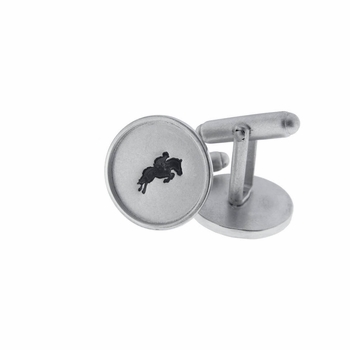 Sterling Silver with Sterling Silver Rimmed Round Cuff Links