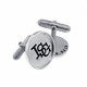 Sterling Silver with Sterling Silver Rimmed Round Cuff Links