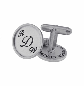 Sterling Silver with Sterling Silver Rimmed Round Cuff Links