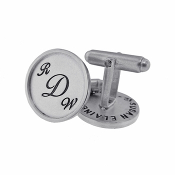 Sterling Silver with Sterling Silver Rimmed Round Cuff Links