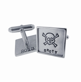 Sterling Silver with Sterling Silver Rimmed Square Cuff Links