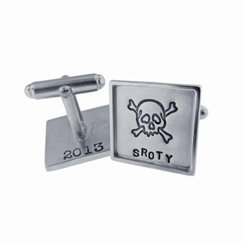 Sterling Silver with Sterling Silver Rimmed Square Cuff Links