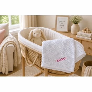 stonewashed basketweave baby blanket with binding