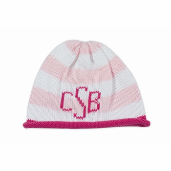 striped monogrammed beanie cap