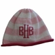 striped monogrammed beanie cap