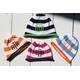 striped monogrammed beanie cap