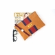 Striped Monogrammed Leather Flat Clutch