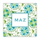 suzani teal square paper coaster<br>set of 50