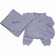 Take Me Home Set in Blue with Brown Picot Trim, 3 Piece