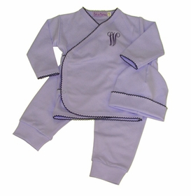 Take Me Home Set in Blue with Navy Picot Trim, 3 Piece