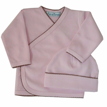 Take Me Home Set in Pink with Brown Picot Trim, 3 Piece