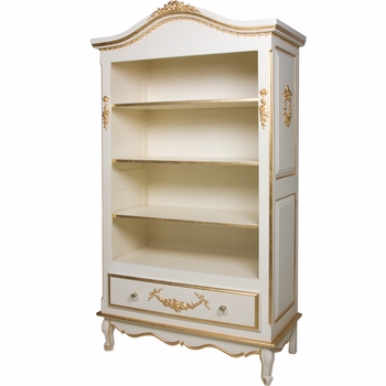 Tall French Bookcase - Linen/Gold Gilding