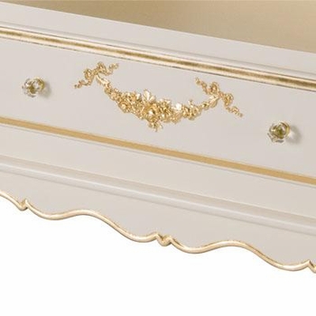 Tall French Bookcase - Linen/Gold Gilding