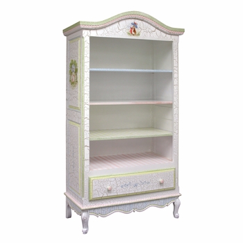 Tall French Bookcase Tone on Tone Crackle