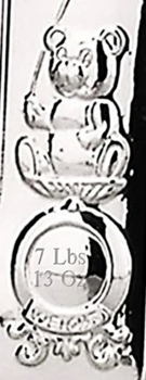 Teddy and Stork Birth Record Sterling Silver Baby Frame