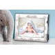 Teddy and Stork Birth Record Sterling Silver Baby Frame
