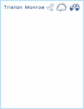 tiny tootsie blue children's stationary