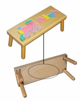 train and name puzzle stool