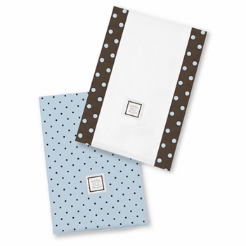 ultimate swaddling blanket by swaddle designs - blue with brown dots