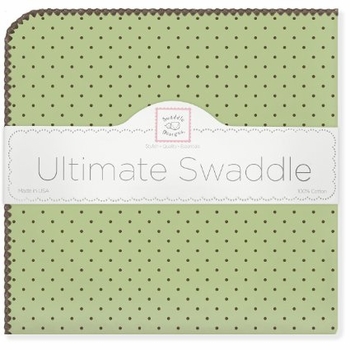 Ultimate Swaddling Blanket by Swaddle Designs - Lime with Brown Dots