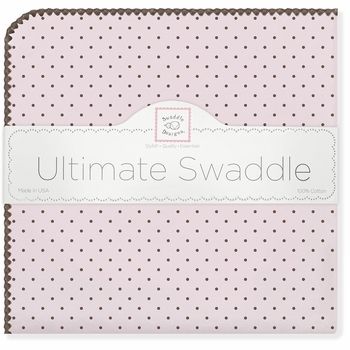 Ultimate Swaddling Blanket by Swaddle Designs - Pink with Brown Dots