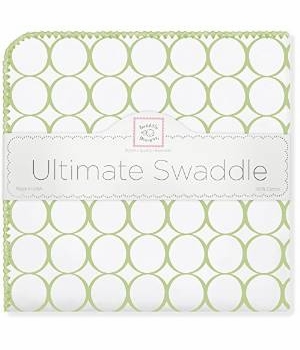 Ultimate Swaddling Blanket by Swaddle Designs - Sage Mod on White