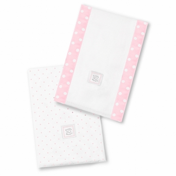 Ultimate Swaddling Blanket by Swaddle Designs - White with Pink Dots