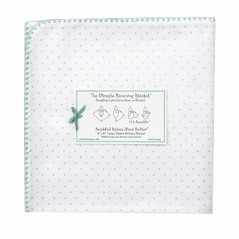 Ultimate Swaddling Blanket by Swaddle Designs - White with Sea Crystal Dots