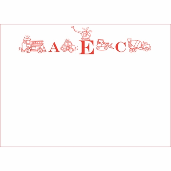 vehicles monogram children's stationary
