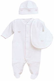 Kissy Kissy Velour Homeward 3 Piece Set with Pink Bow