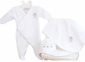 Kissy Kissy Velour Layette Set with Flower Motif