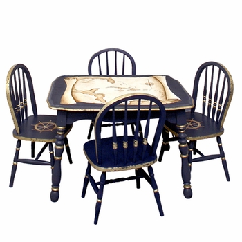 Vintage Play Table and Chair Set Navy And Gold Gilding