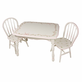 Vintage Play Table and Chair Set Ribbons and Roses