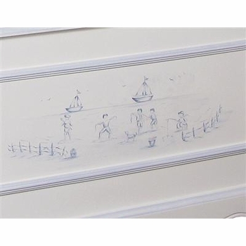 vintage toy chest  (seashore toile)