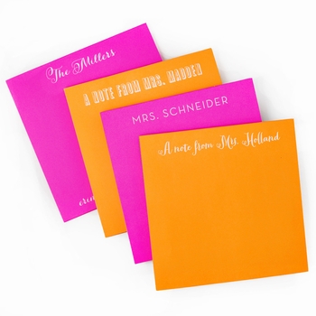 White on Bright Personalized Square Note Pad