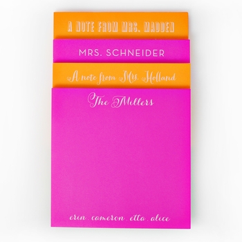 White on Bright Personalized Square Note Pad