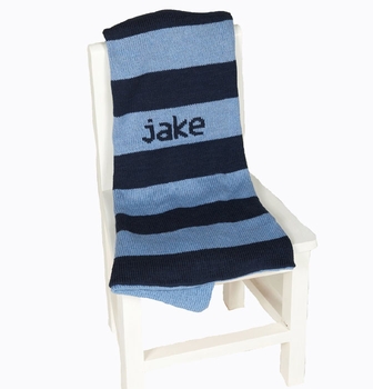 wide stripe personalized baby blanket